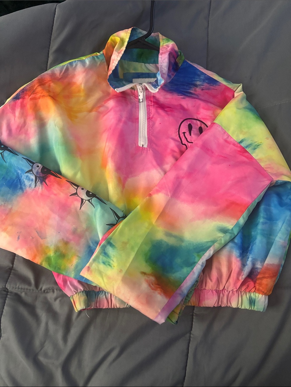 Rue21 Kids Tie-Dye Rainbow Pullover Raincoat - Pink, Blue, Yellow, Green